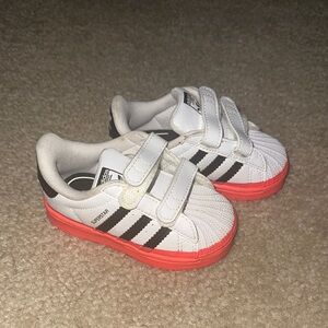 Adidas Kids White and Coral Sneakers
